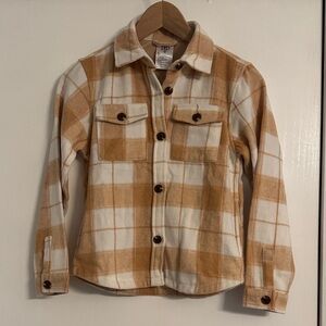 Stylish Kids Plaid Jacket in Tan and White